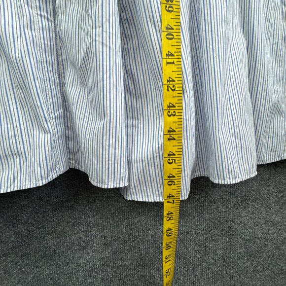 J Crew‎ Button Down Poplin Dress 14 White Blue Stripe Long Maxi Coastal Flowy - Picture 13 of 16